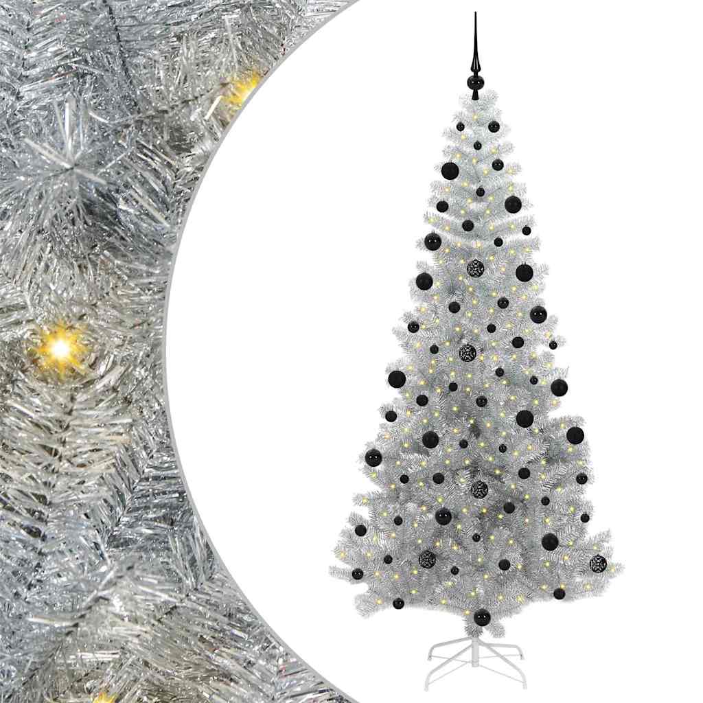 Kerstboom met 300 LED met standaard Zilver 210 cm PET
