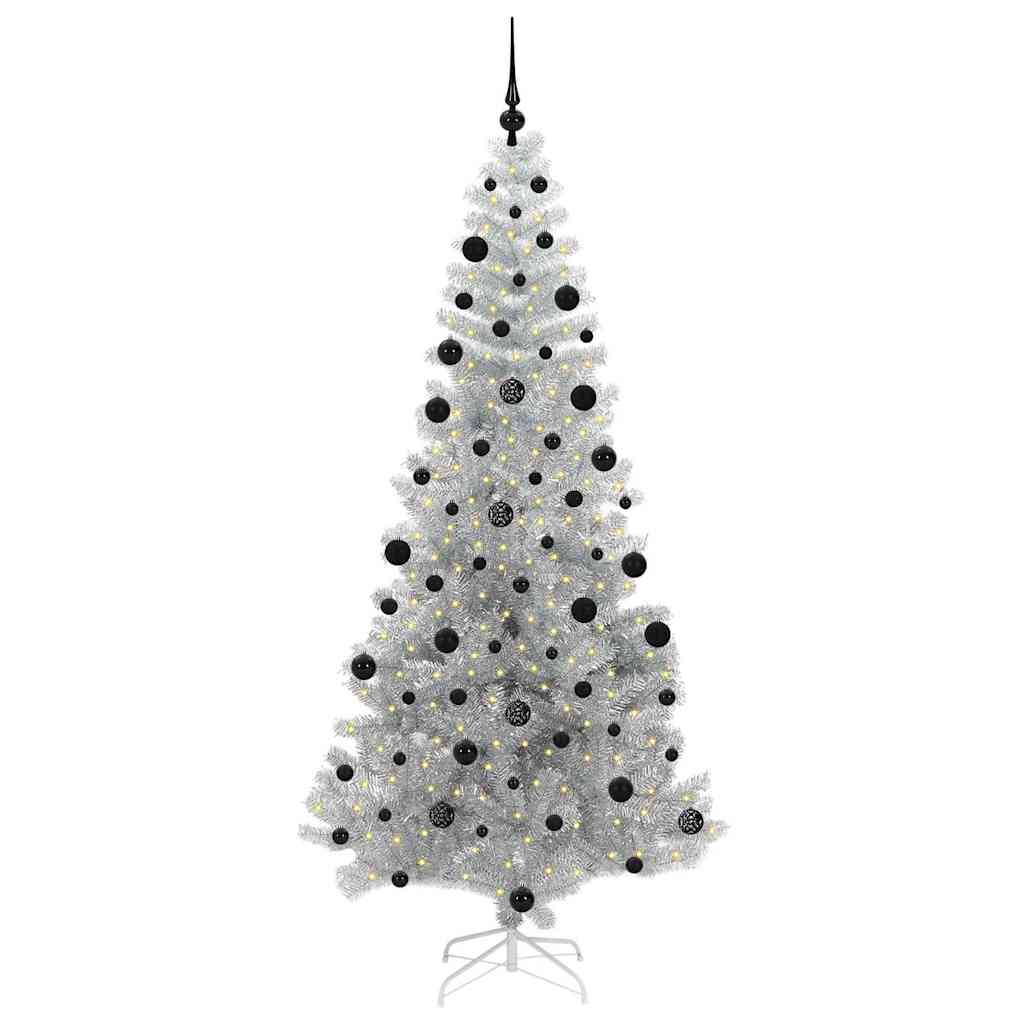 Kerstboom met 300 LED met standaard Zilver 210 cm PET