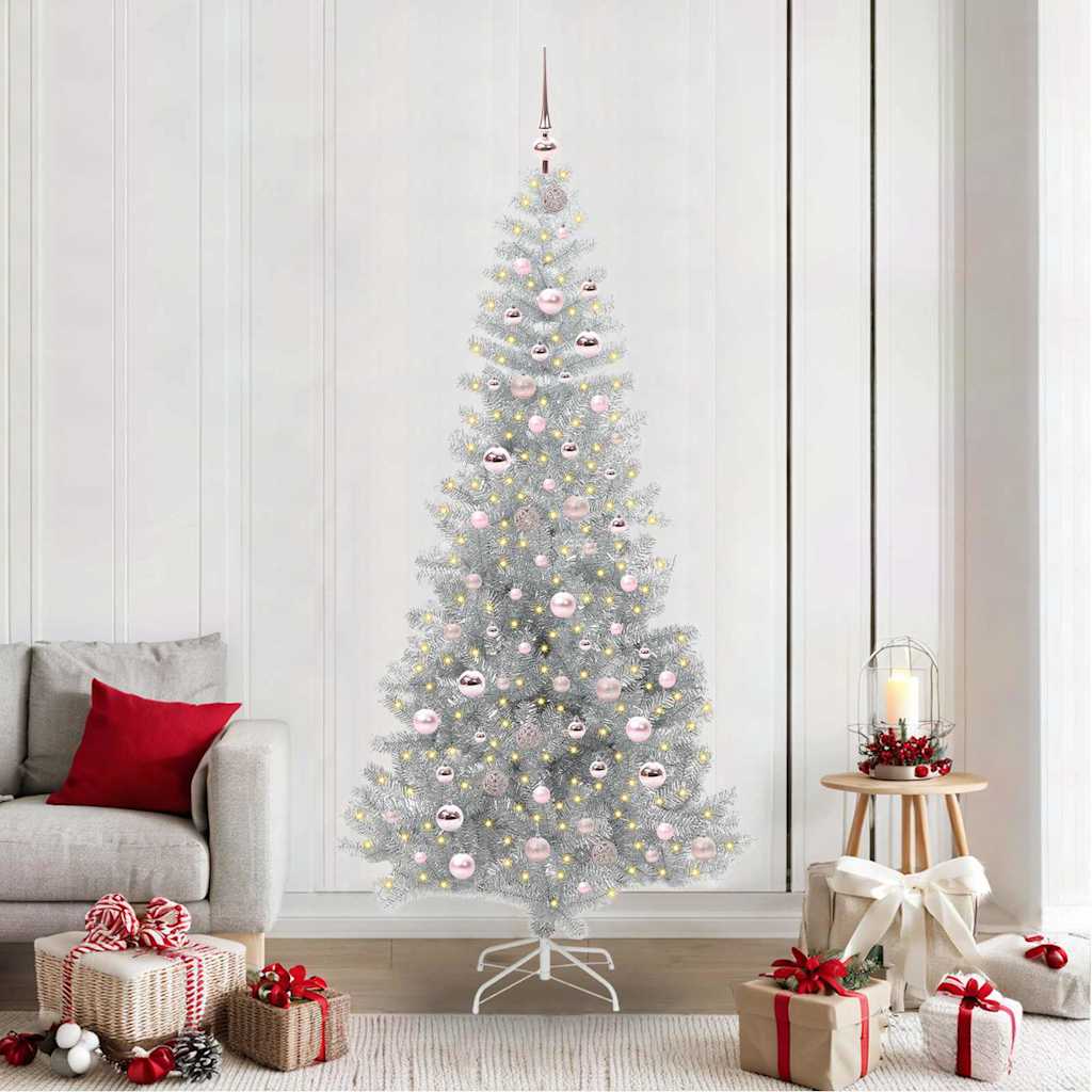 Kerstboom met 300 LED met standaard Zilver 210 cm PET
