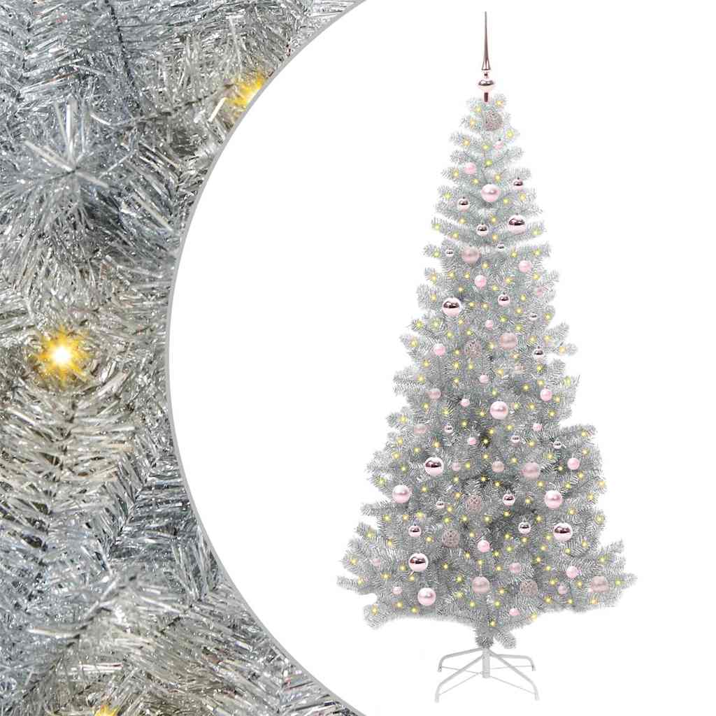 Kerstboom met 300 LED met standaard Zilver 210 cm PET