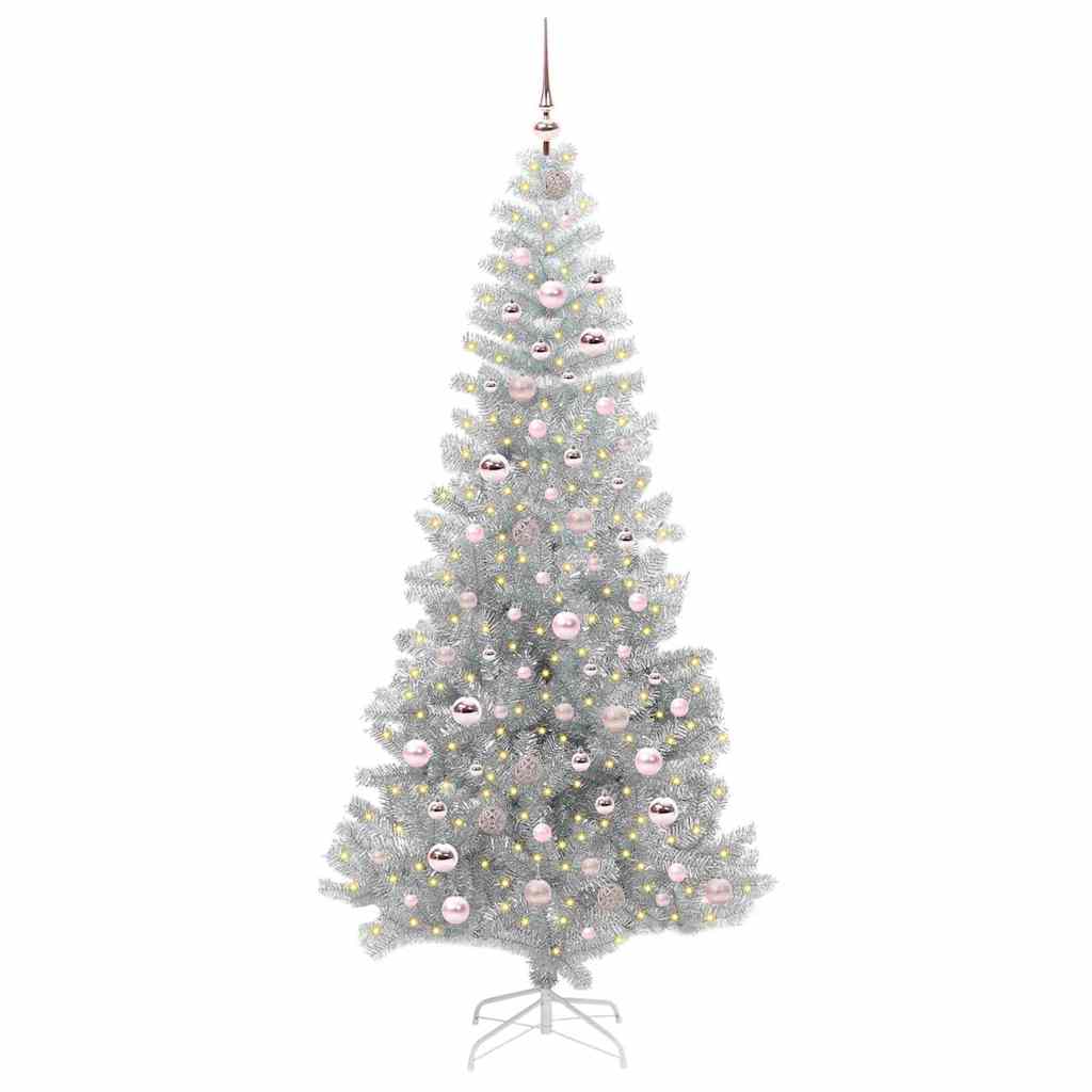 Kerstboom met 300 LED met standaard Zilver 210 cm PET