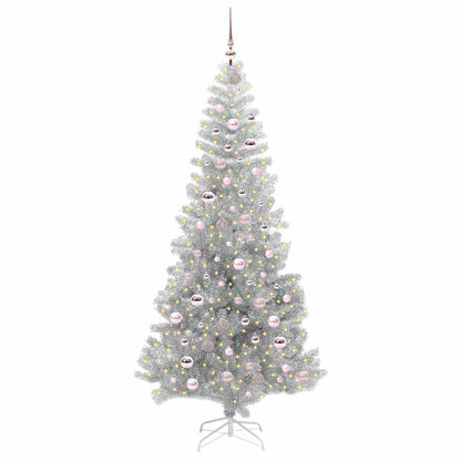 Kerstboom met 300 LED met standaard Zilver 210 cm PET