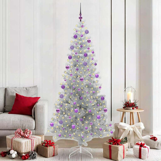 Kerstboom met 300 LED met standaard Zilver 210 cm PET