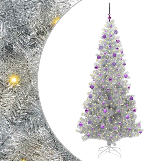 Kerstboom met 300 LED met standaard Zilver 210 cm PET