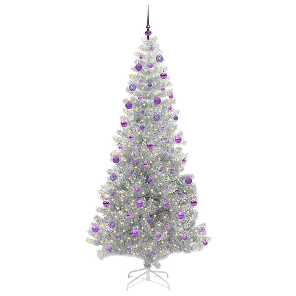 Kerstboom met 300 LED met standaard Zilver 210 cm PET