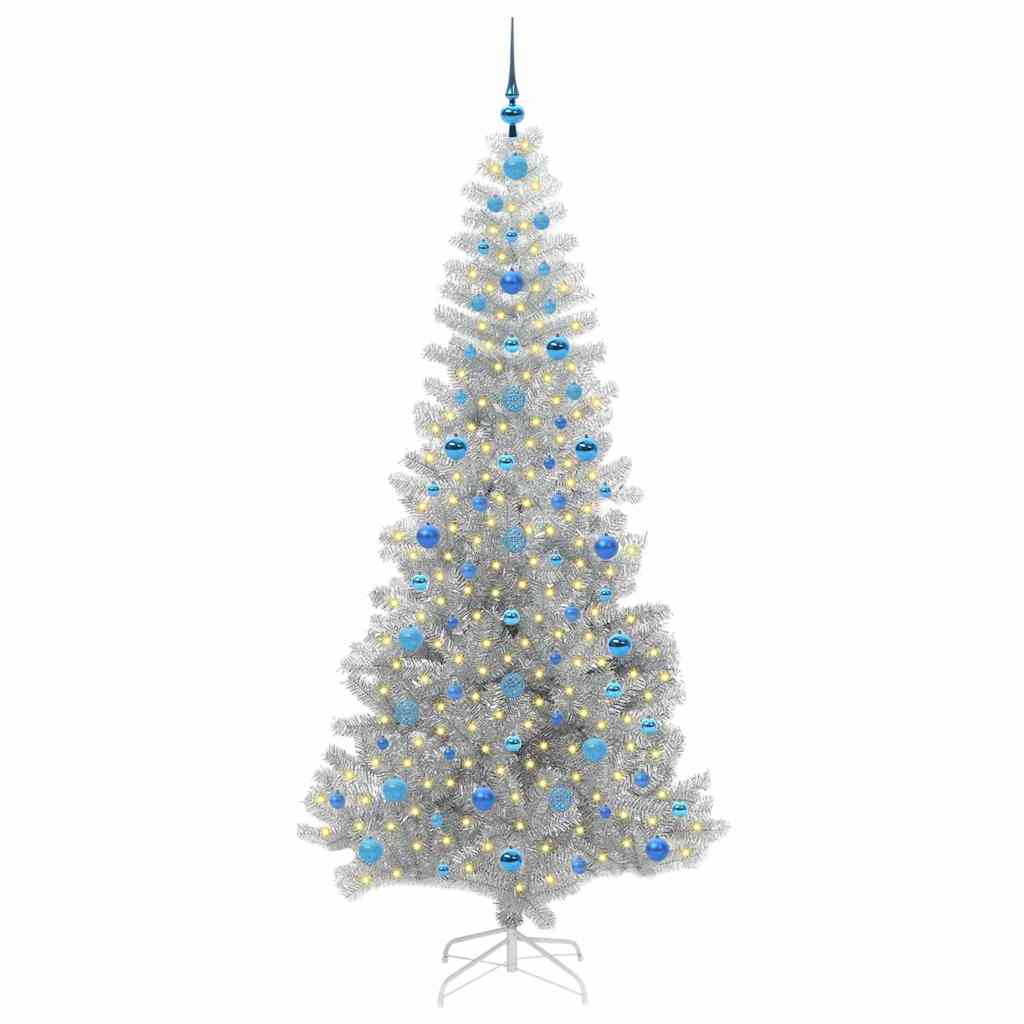 Kerstboom met 300 LED met standaard Zilver 210 cm PET