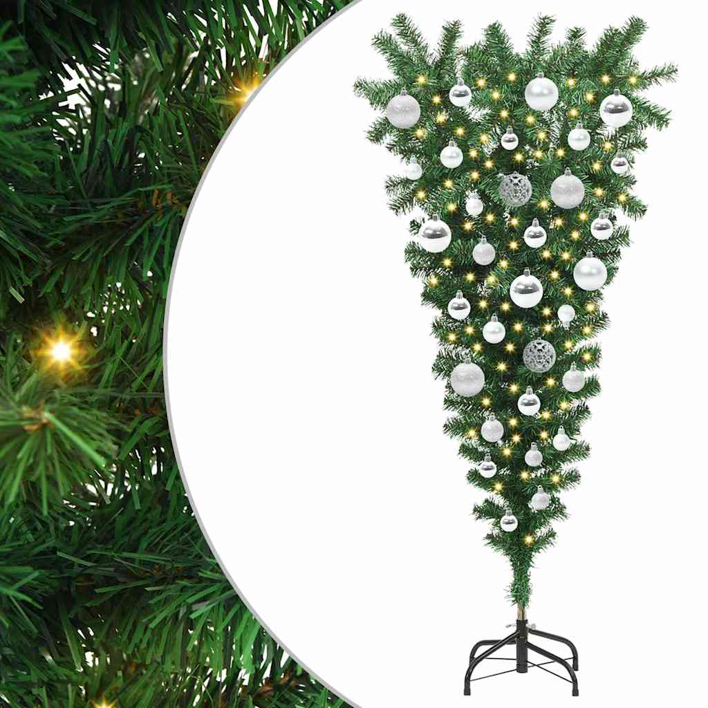 Opwaartse Kunstkerstboom met Ballenset Groen 120 cm PVC