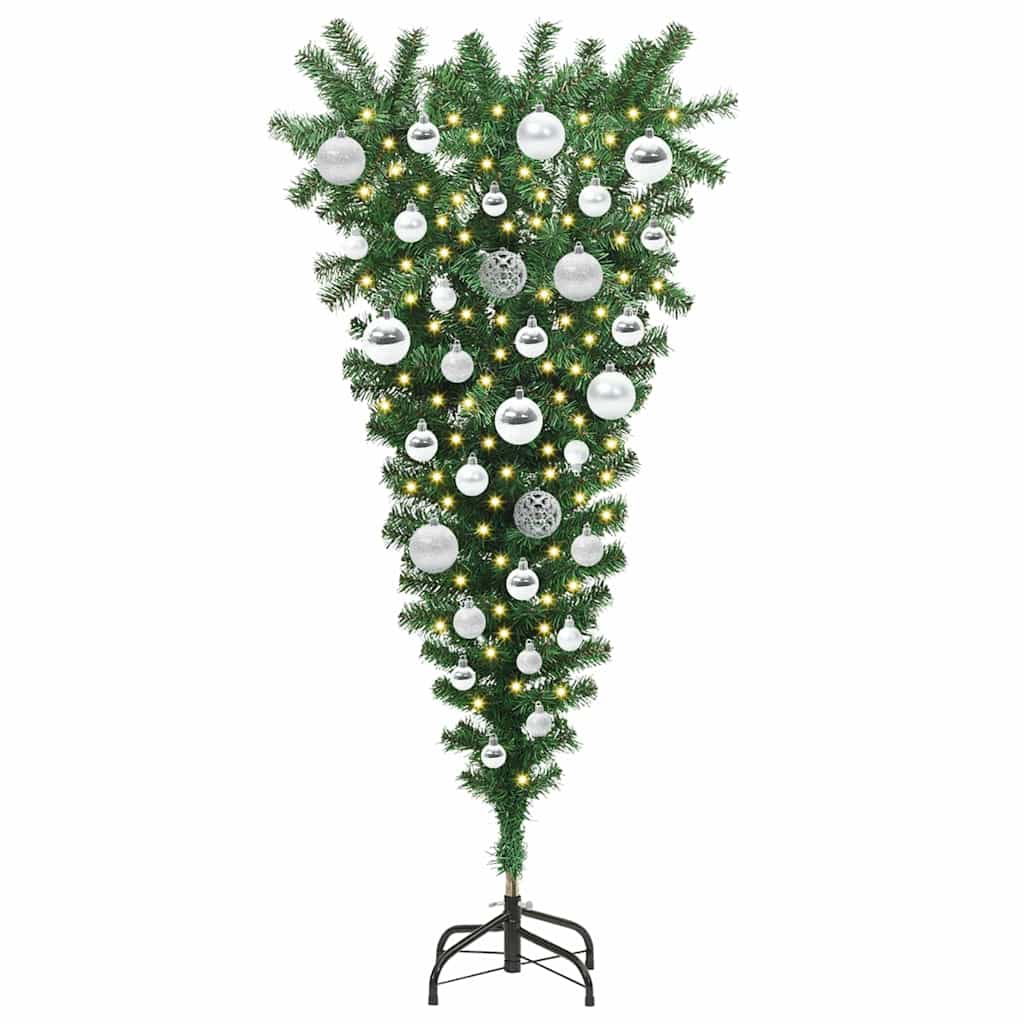 Opwaartse Kunstkerstboom met Ballenset Groen 120 cm PVC