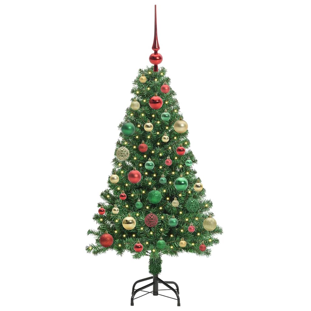 Kunstkerstboom Groen 120 cm PVC en Staal en Kunststof