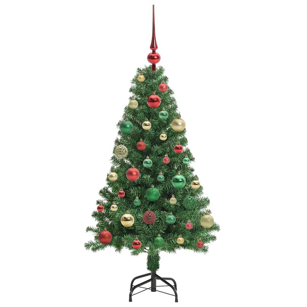 Kunstkerstboom Groen 120 cm PVC en Staal en Kunststof