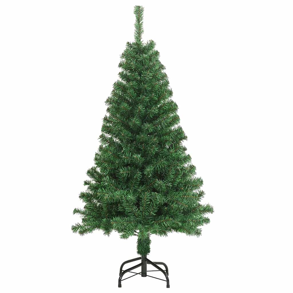 Kunstkerstboom Groen 120 cm PVC en Staal en Kunststof
