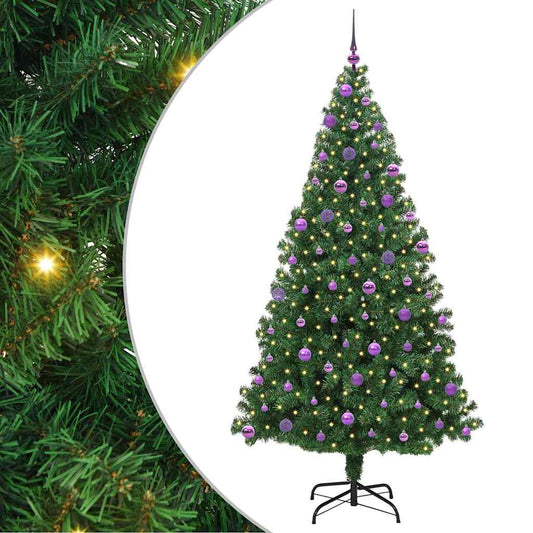 Kunstkerstboom Groen 210 cm PVC en Staal en Kunststof