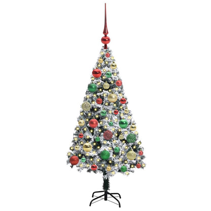 Kunstkerstboom met 150 LED Wit 120 cm PVC en Staal en Kunststof