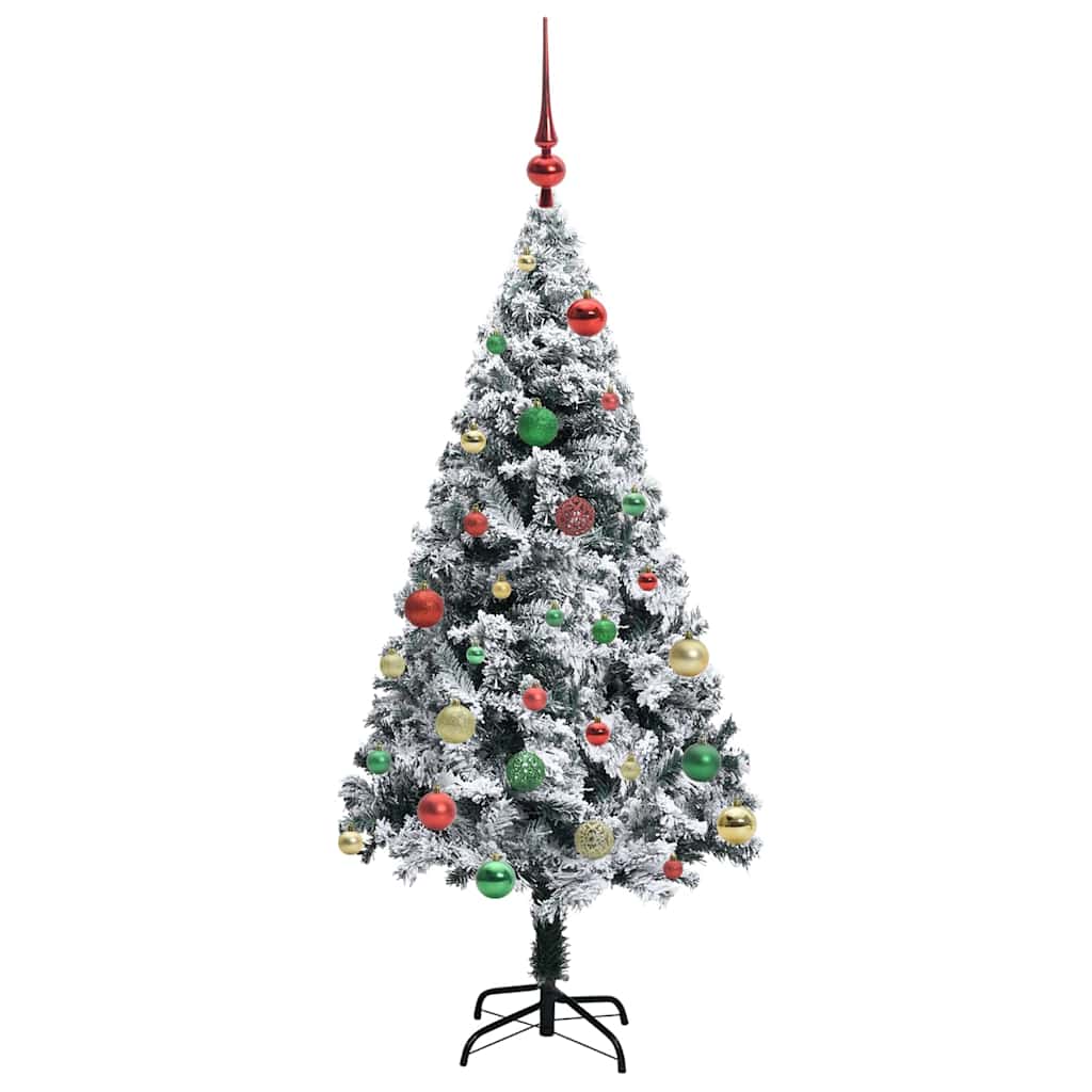Kunstkerstboom met 150 LED Wit 150 cm PVC en Staal en Kunststof
