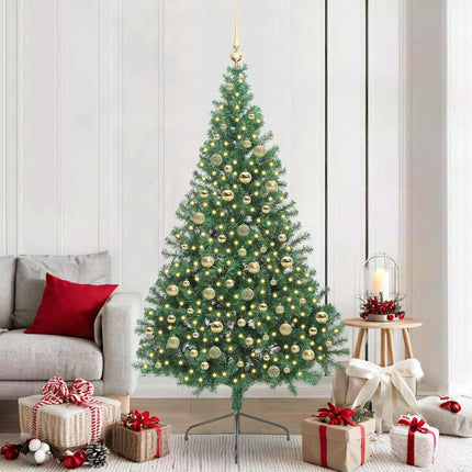 Kunstkerstboom Met Verlichting En Kerstballen Half