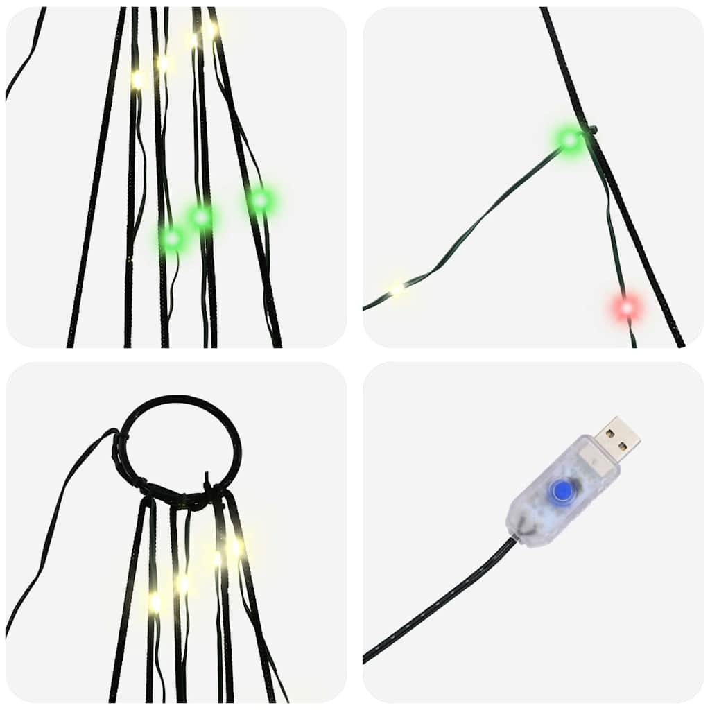 LED Kerstboom met Grondspiesjes Multikleur 182 cm Metaal