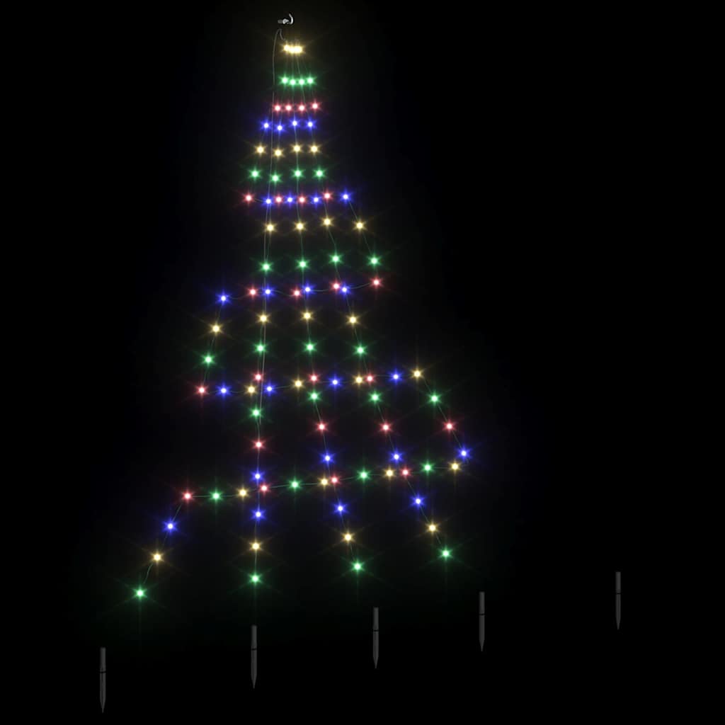 LED Kerstboom met Grondspiesjes Multikleur 182 cm Metaal