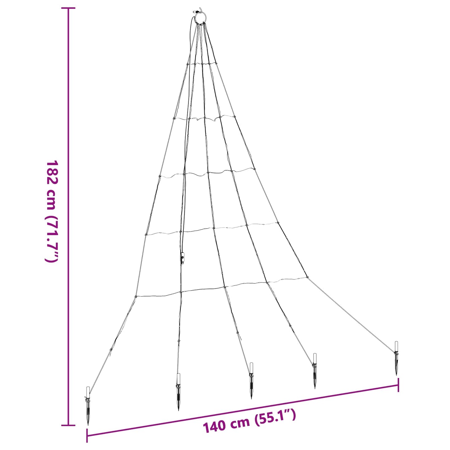 LED Kerstboom met Grondspiesjes Multikleur 182 cm Metaal
