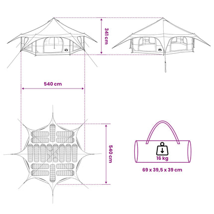 Gezinstent 18-Persoons 185T Polyester Met Pu Coating