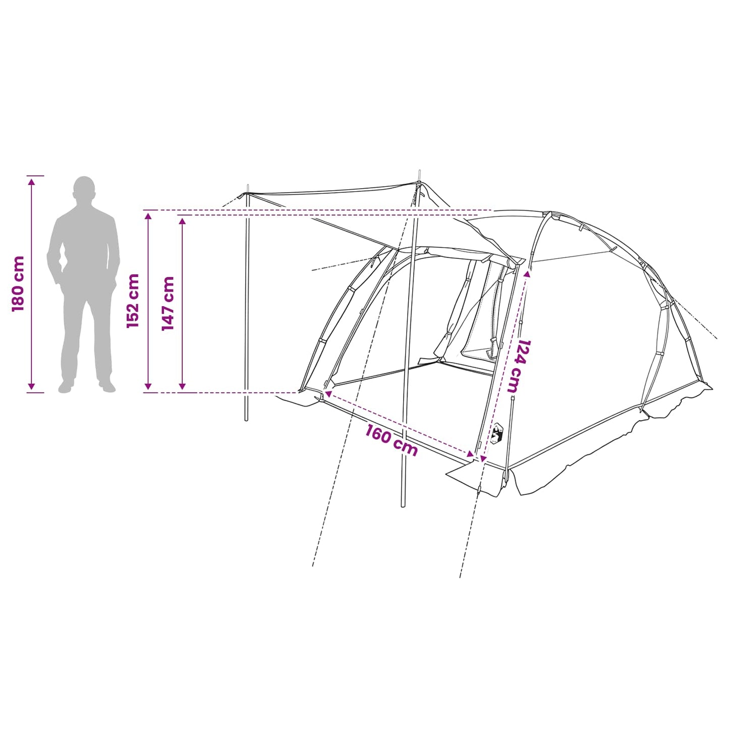 Tunneltent 361 X 235 X 147 Cm