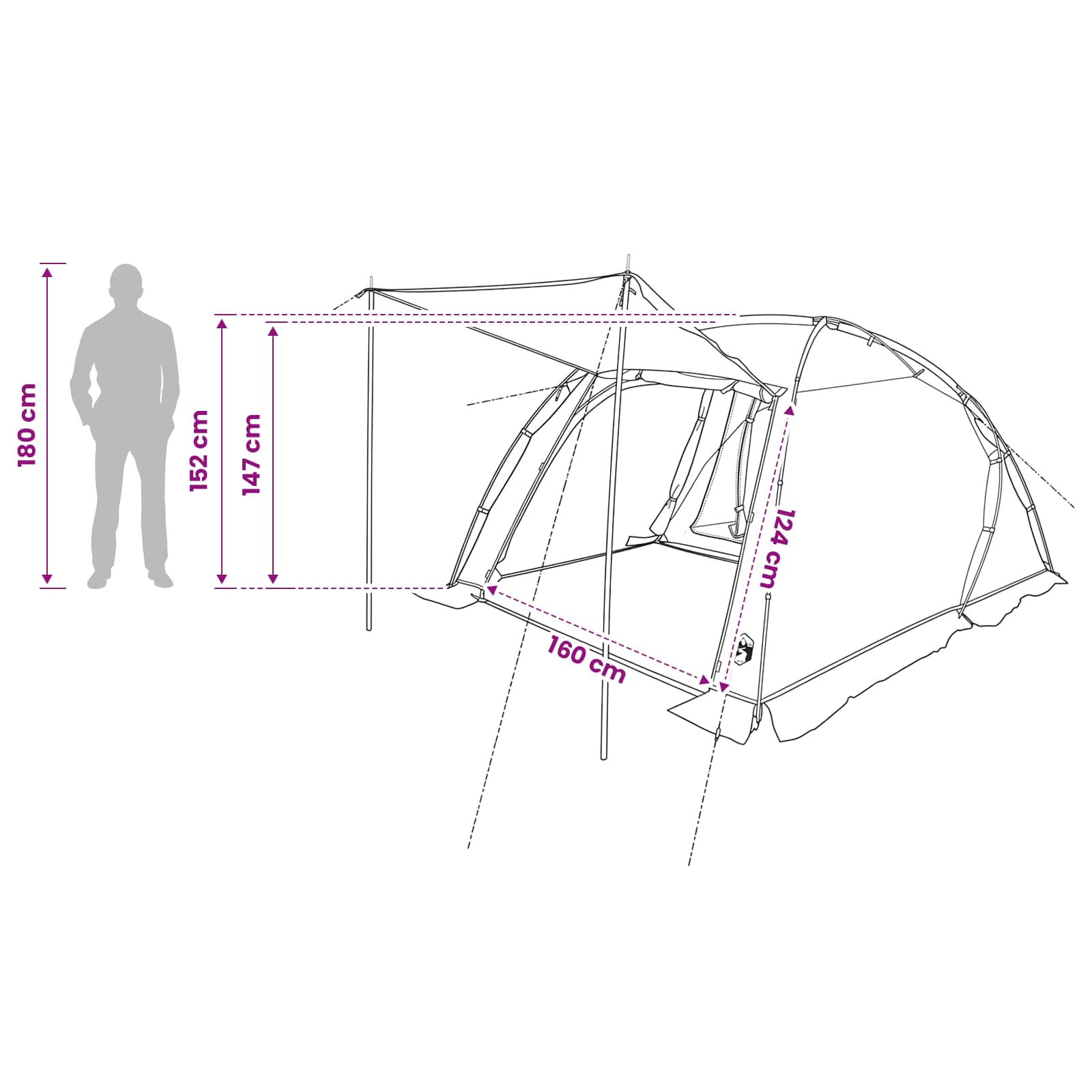 Tunneltent 361 X 235 X 147 Cm