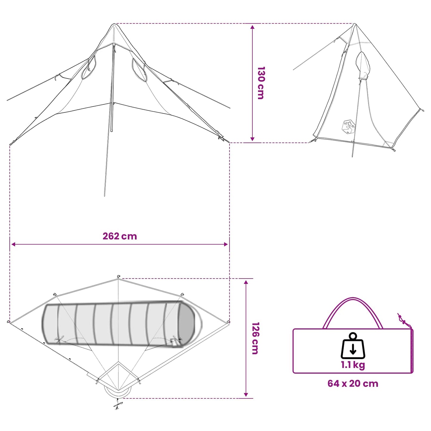 2-In-1 Regen Poncho Met Kap 262 X 126 X 130 Cm
