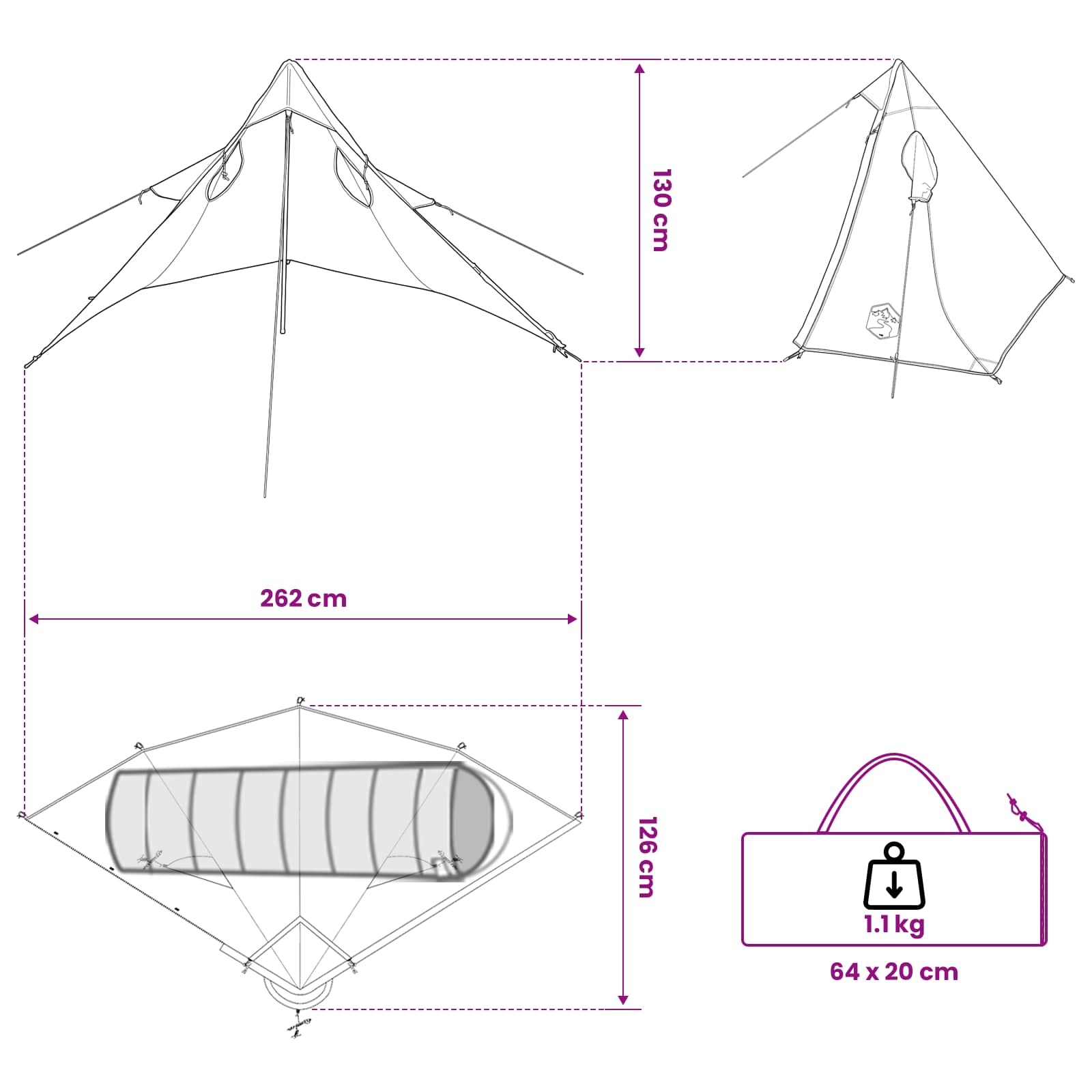 2-In-1 Regen Poncho Met Kap 262 X 126 X 130 Cm