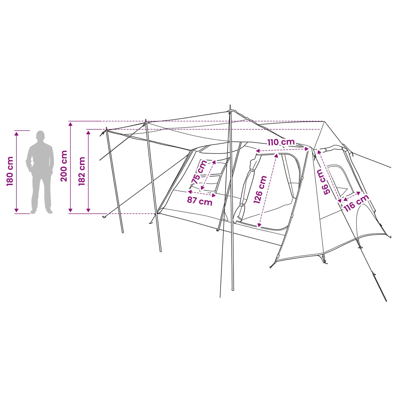 Tunneltent 400 X 278 X 182 Cm