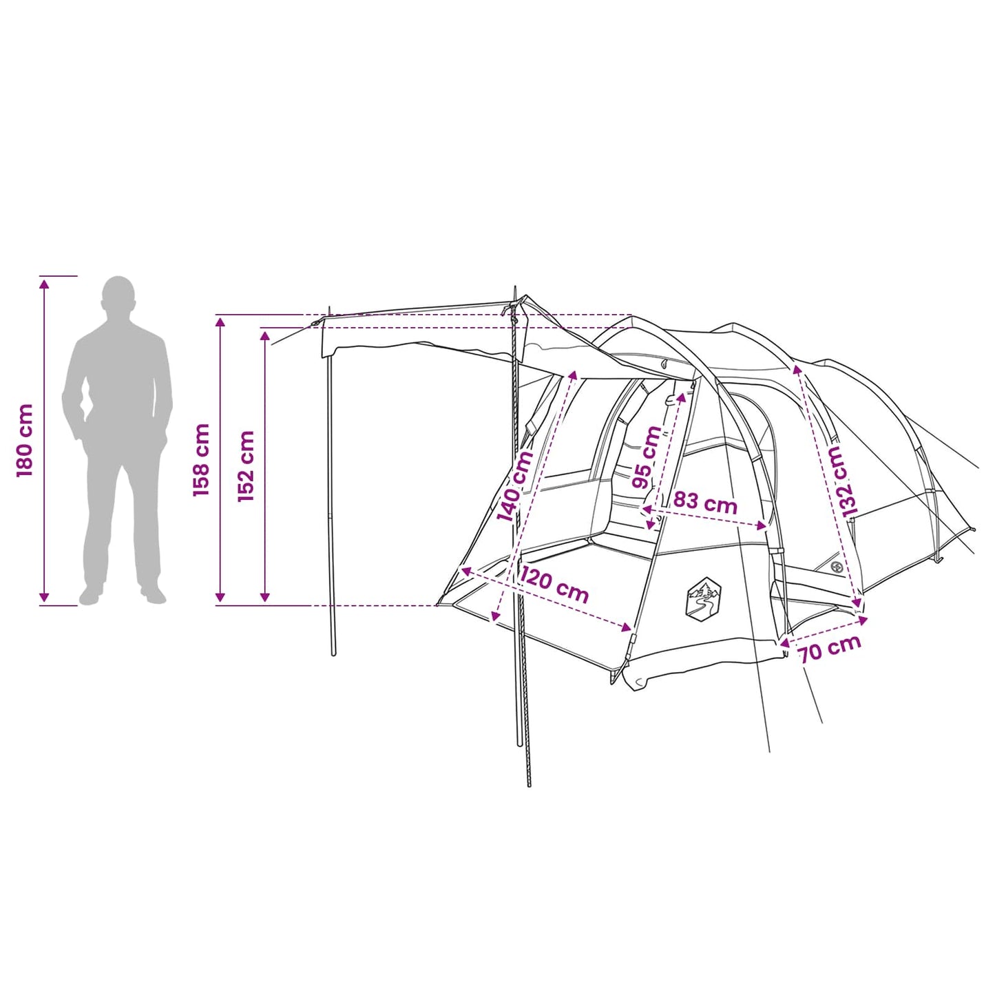 Tunneltent 390 X 215 X 152 Cm
