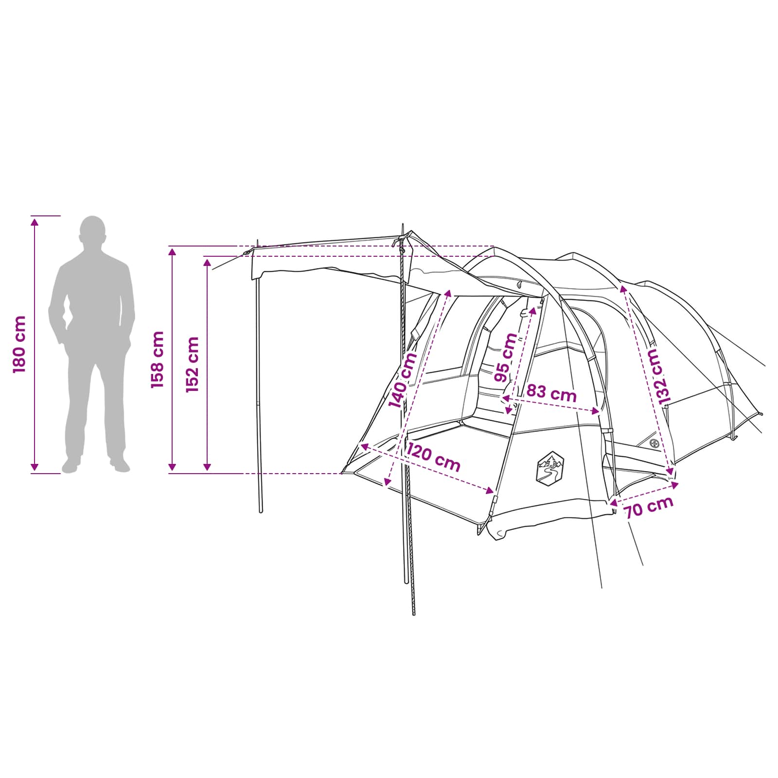 Tunneltent 390 X 215 X 152 Cm