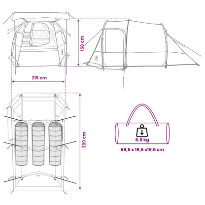 Tunneltent 390 X 215 X 152 Cm