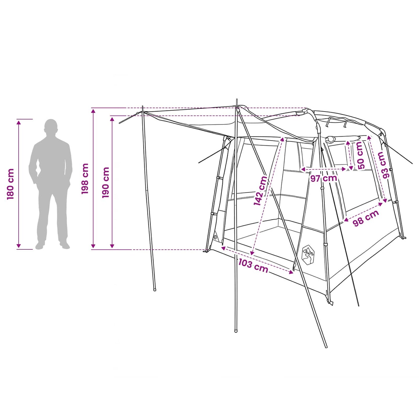 Partytent 4-Persoons 185T Polyester Met Pu Coating