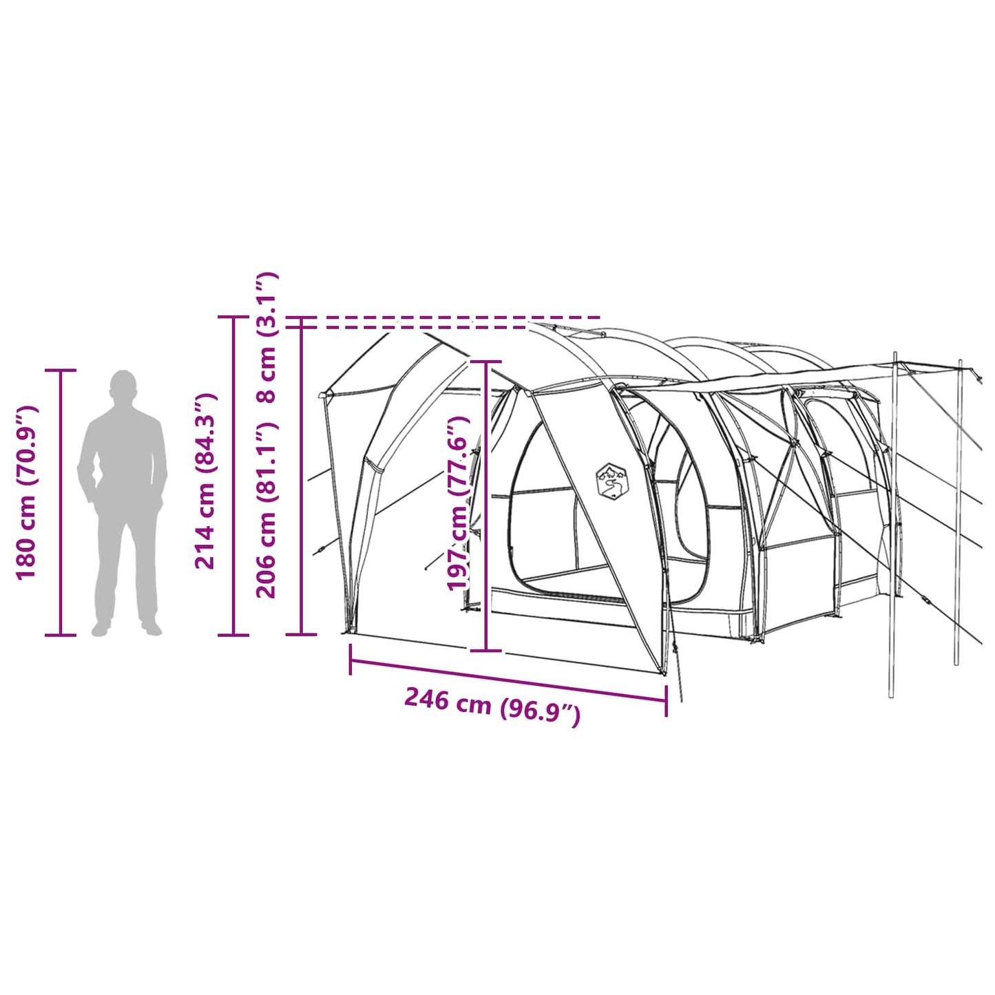 Tunneltent 382 X 262 X 214 Cm