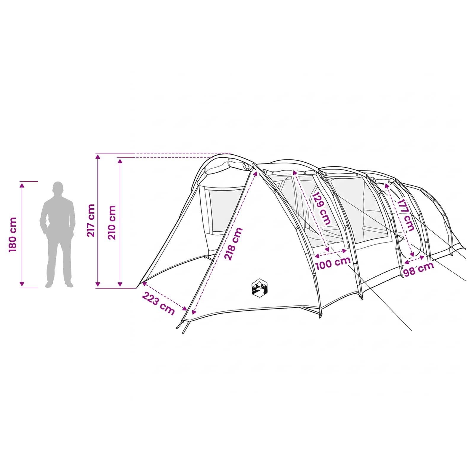 Tunneltent 675 X 392 X 210 Cm