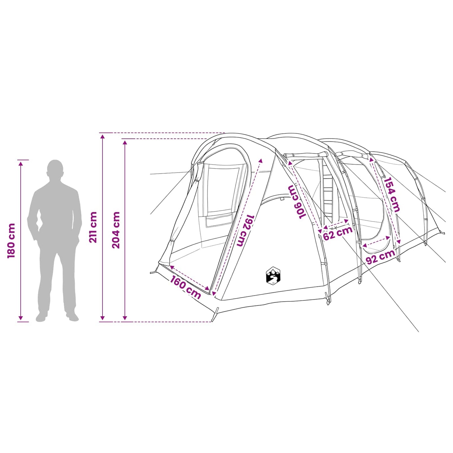 Tunneltent 505 X 330 X 204 Cm