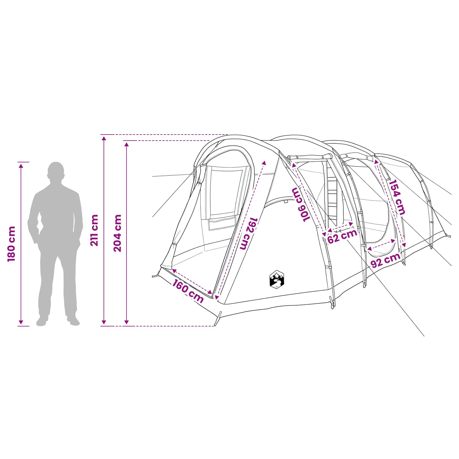 Tunneltent 505 X 330 X 204 Cm