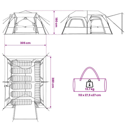 Directe Tent 8-Persoons 185T Polyester Met Pu Coating