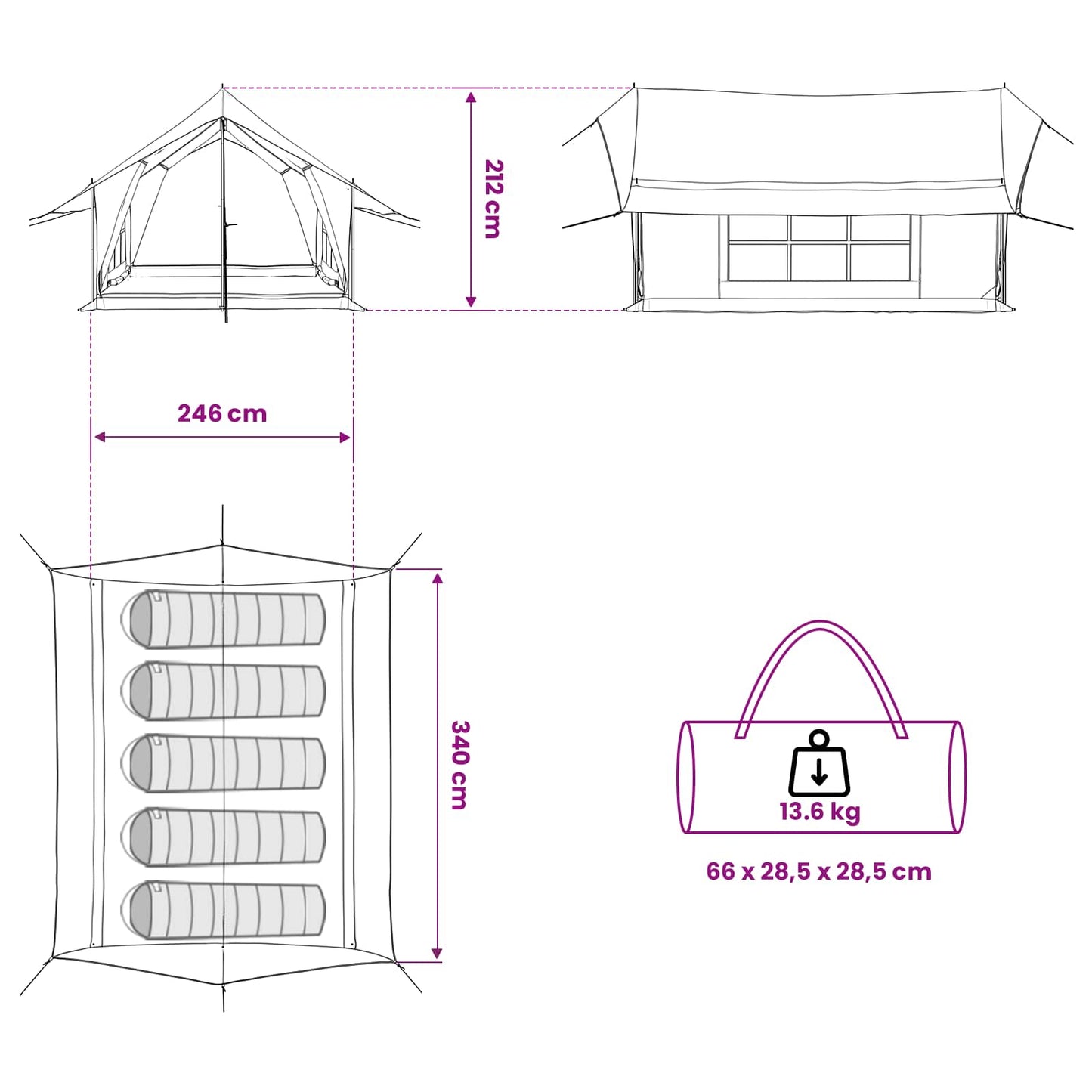 Huisje Tent 340 X 246 X 210 Cm