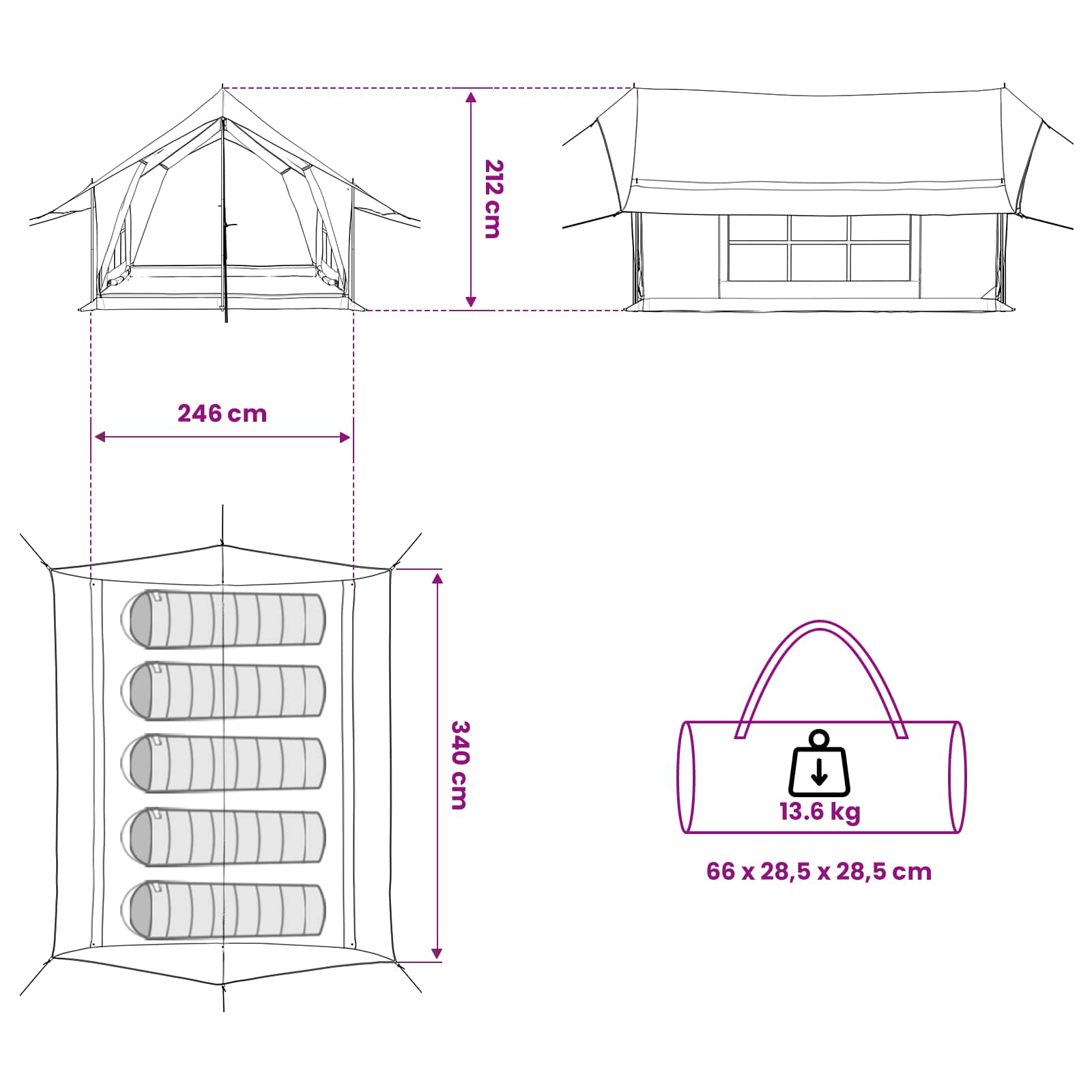 Huisje Tent 340 X 246 X 210 Cm