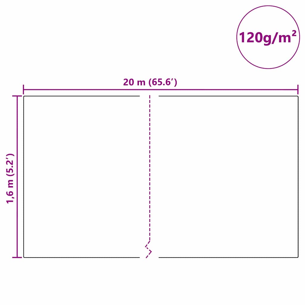 Vorstbescherming Plantvlies 20 X 1,6 M Niet-Geweven Stof