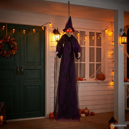 Hangende Halloween-Pratende Heks Paars 216 X 125 Cm Polyester