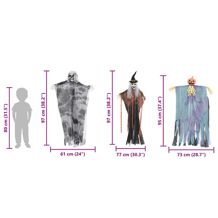 Halloween Hangende Spook 3 St Multikleur 61 X 97 Cm Polyester