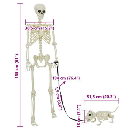 Halloween Decoratie Skelet 2 St Wit 155 X 38.5 Cm Polypropyleen