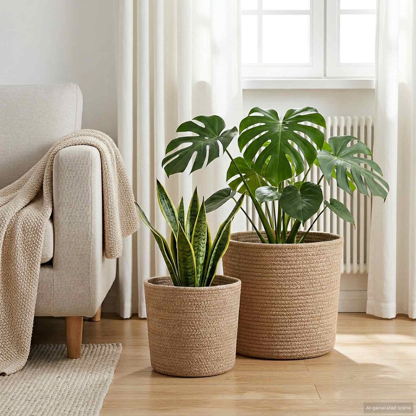 Plantenpot Set 2 Pcs Naturel Ø 28 X 28 Cm 100% Tossa Jute