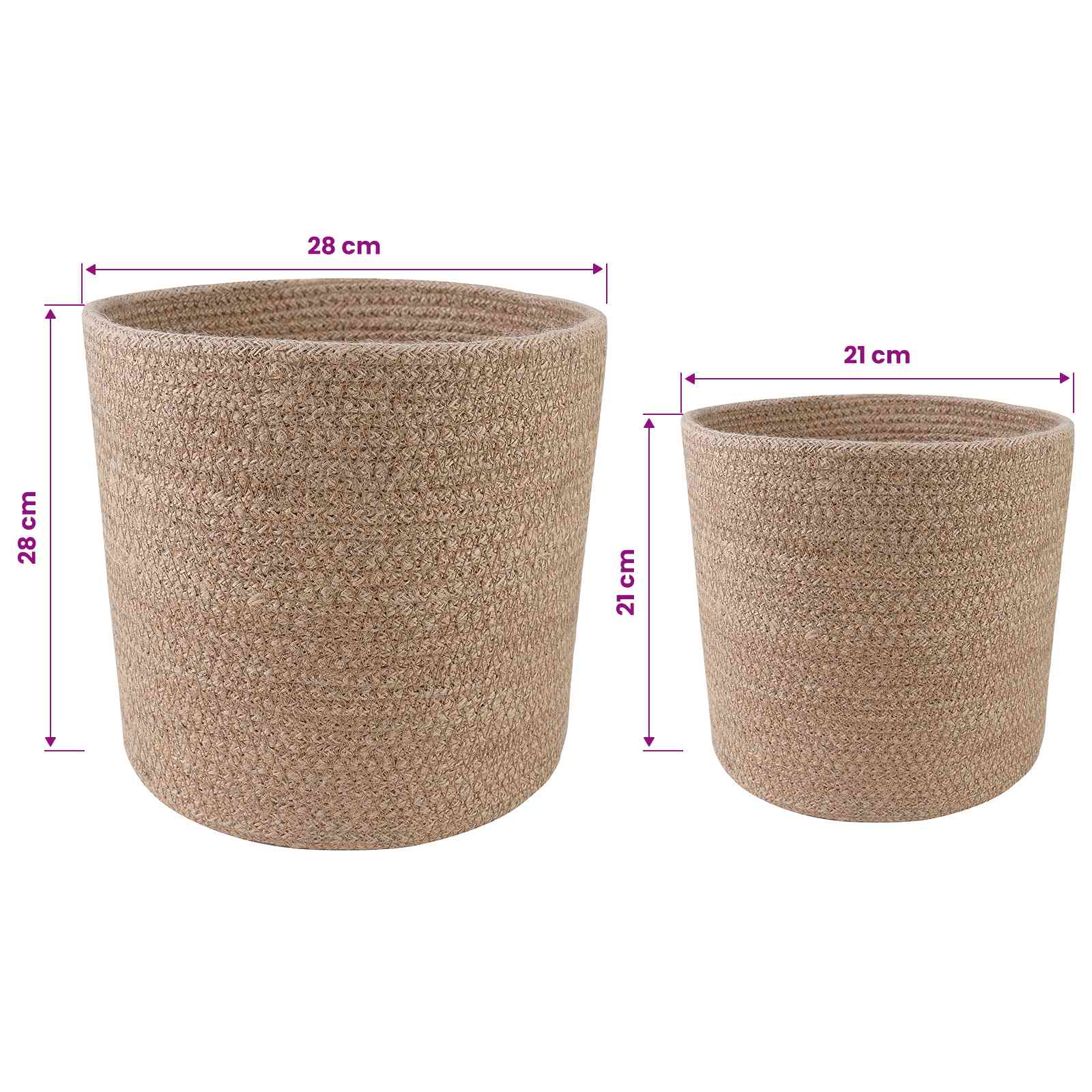 Plantenpot Set 2 Pcs Naturel Ø 28 X 28 Cm 100% Tossa Jute