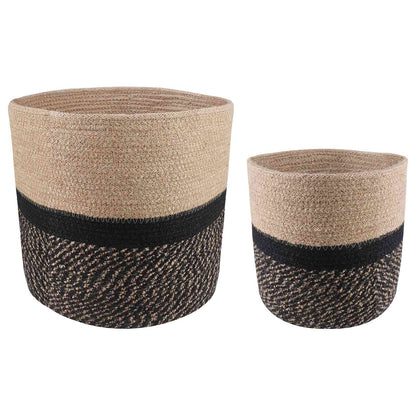 Plantenpot Set 2 Pcs Naturel En Zwart Ø 28 X 28 Cm