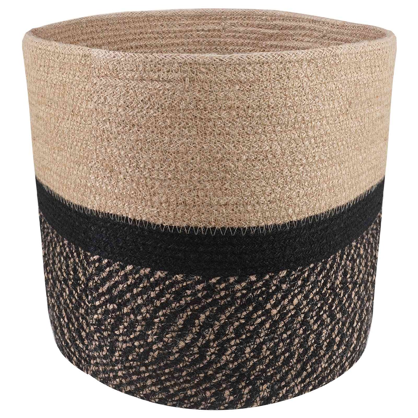 Plantenpot Set 2 Pcs Naturel En Zwart Ø 28 X 28 Cm