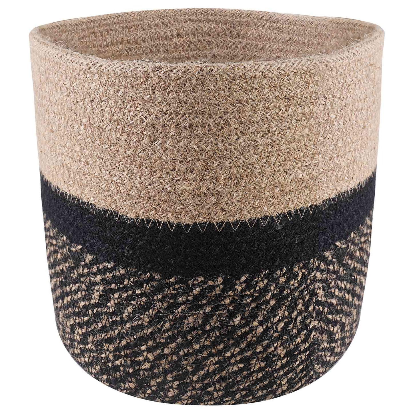 Plantenpot Set 2 Pcs Naturel En Zwart Ø 28 X 28 Cm