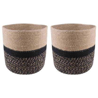 Plantenpot Set 2 Pcs Naturel En Zwart Ø 21 X 21 Cm