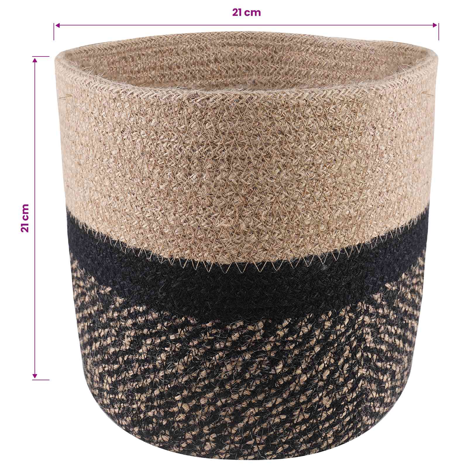 Plantenpot Set 2 Pcs Naturel En Zwart Ø 21 X 21 Cm